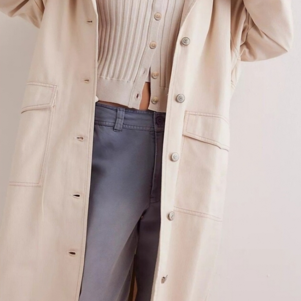 Free People Perry Military Duster in French Oak LARGE - Picture 2 of 4